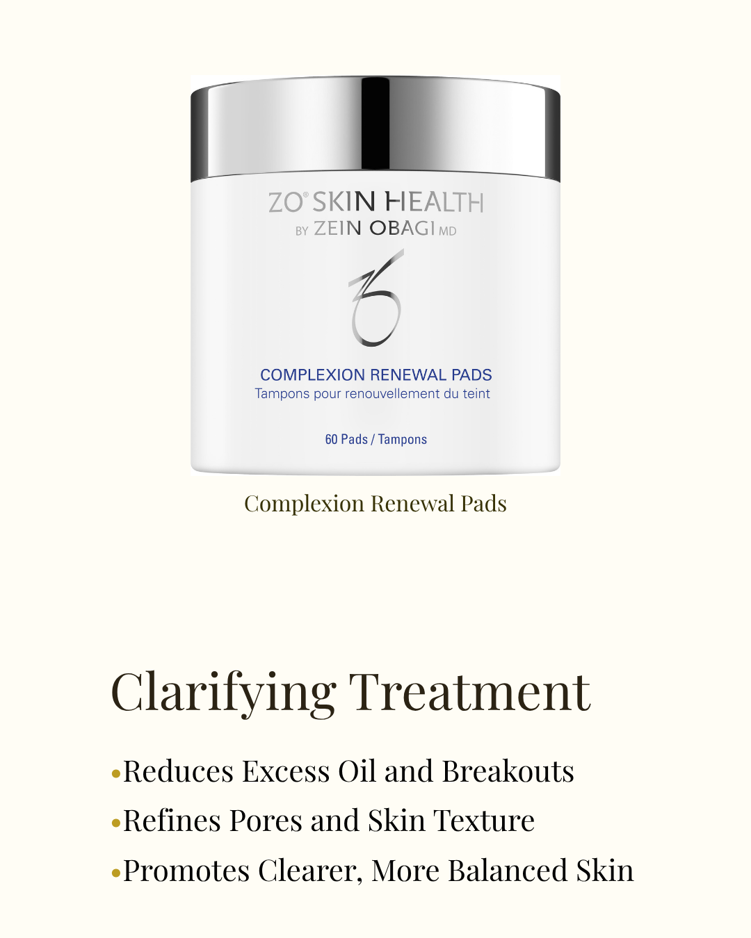 ZO Skin Health Complexion Renewal Pads — clarifying treatment that reduces oil, refines pores, and promotes clearer skin