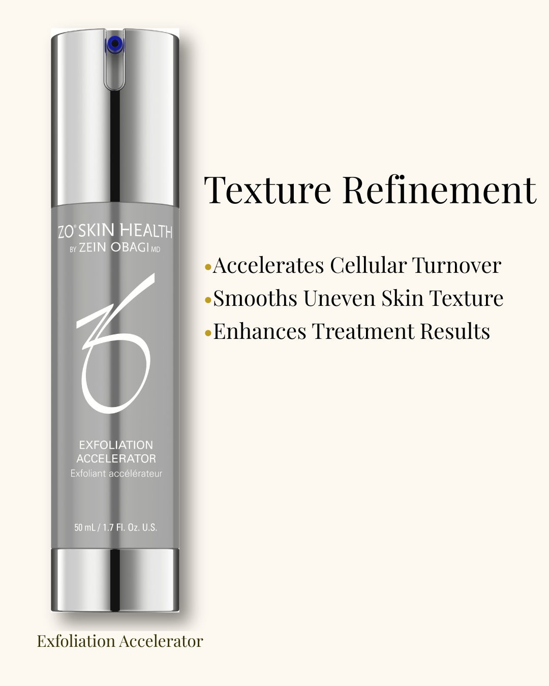 ZO Skin Health Exfoliation Accelerator — accelerates cellular turnover and smooths uneven skin texture